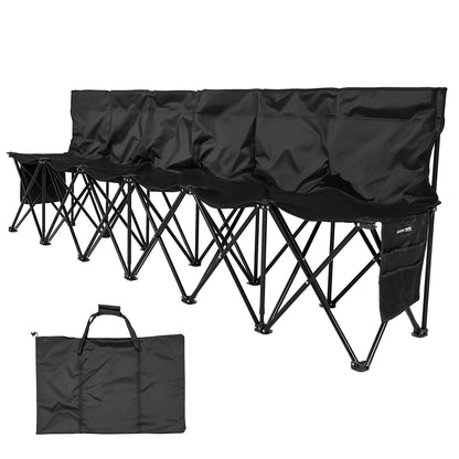 VEVOR Portable Folding Bench, 6 Seat Soccer Bench with Multiple Storage Pockets & Carrying Bag, Lightweight Sideline Seating with Back Rest for Football, Baseball, Camping, Outdoor Events, Black - BKZDYDZYHS6SWXJNP001V0 - view 10