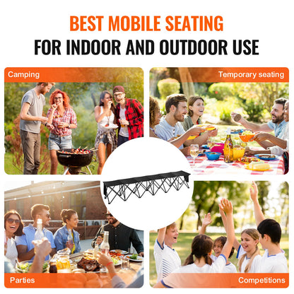 VEVOR Portable Folding Bench, 6 Seat Foldable Soccer Bench with Side Pockets and Carrying Bag, Lightweight 600D Oxford Fabric Sideline Seating, for Football, Baseball, Camping, Outdoor Events, Black - BKZDYDZYWKB6HC79QV0 - view 7