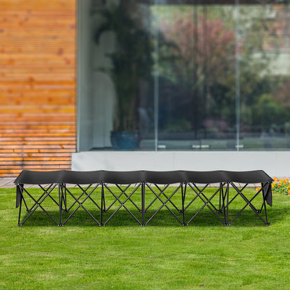 VEVOR Portable Folding Bench, 6 Seat Foldable Soccer Bench with Side Pockets and Carrying Bag, Lightweight 600D Oxford Fabric Sideline Seating, for Football, Baseball, Camping, Outdoor Events, Black - BKZDYDZYWKB6HC79QV0 - view 9