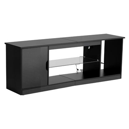 VEVOR TV Stand for TVs up to 65 inch, Modern Entertainment Center with Light Strip, Wooden TV Cabinet Storage with Glass Shelf and Adjustable Shelves, Console Table for Living Room and Bedroom, Black - BLDSJ58INCHB8FGV9001V9 - view 10