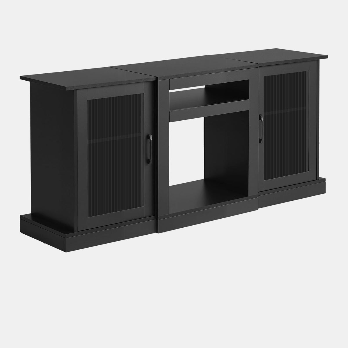 VEVOR TV Stand for TVs up to 65 inch, Modern Entertainment Center with Light Strip, Wooden TV Cabinet Storage with Glass Doors and Adjustable Shelves, Console Table for Living Room and Bedroom, Black - BLDSJ58INCHY225CM001V9 - view 10
