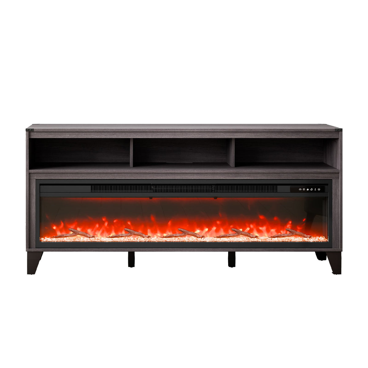 VEVOR 80" Fireplace TV Stand, Media Storage Corner with 60" Fireplace, Storage Drawers & Cabinets, Industrial Style TV Console Table with 20 Flames, Remote Control & Timer for Living Room, Black - BLDSJ66CDSJ6O865RV1 - view 10