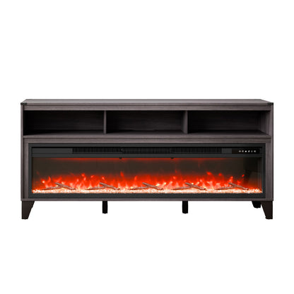 VEVOR 80" Fireplace TV Stand, Media Storage Corner with 60" Fireplace, Storage Drawers & Cabinets, Industrial Style TV Console Table with 20 Flames, Remote Control & Timer for Living Room, Black - BLDSJ66CDSJ6O865RV1 - view 10