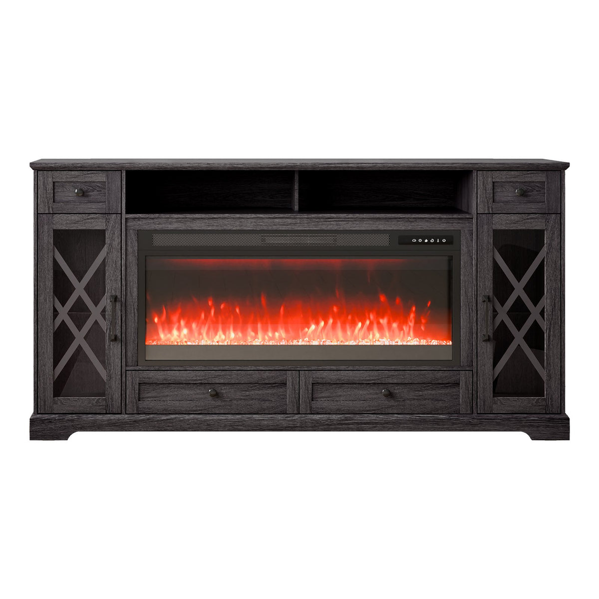 VEVOR 80" Fireplace TV Stand, Media Storage Corner with 42" Fireplace, Storage Drawers & Cabinets, Pastoral TV Console Table with 20 LED Lights, Remote Control and Timer for Living Room, Grey - BLDSJ70CDSJ44IZUIV1 - view 10