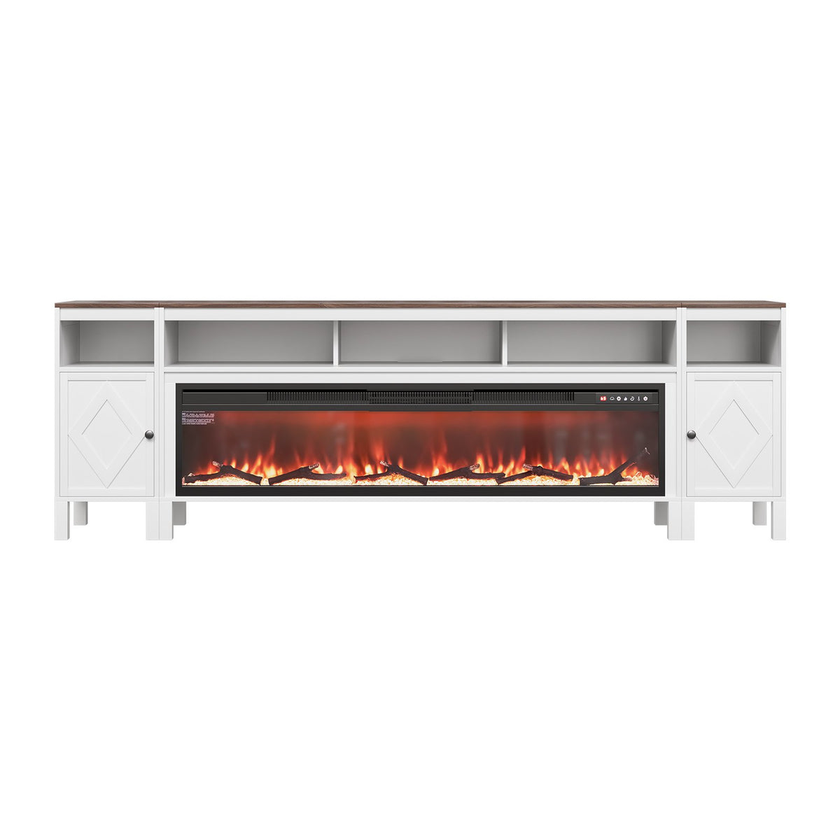 VEVOR Fireplace TV Stand, Farmhouse Fireplace TV Stand for TVs up to 100 inch, Farmhouse Entertainment Center with 60 inch Fireplace & Storage Drawers for Living Room Bedroom, Remote Control, White - BLDSJ90CDSJ60NJE2001V1 - view 10