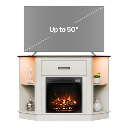 VEVOR Fireplace TV Stand, Farmhouse Fireplace TV Stand for TVs up to 50 inch, Farmhouse Entertainment Center with 18 inch Fireplace & LED Lights, Electric Fireplaces with Storage Drawers & Cabinets - BLDSJJJ48CDSEISBX001V1 - view 1