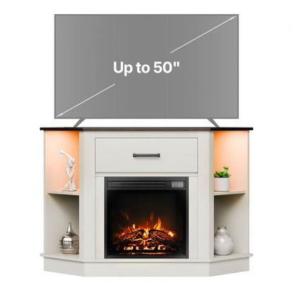 VEVOR Fireplace TV Stand, Farmhouse Fireplace TV Stand for TVs up to 50 inch, Farmhouse Entertainment Center with 18 inch Fireplace & LED Lights, Electric Fireplaces with Storage Drawers & Cabinets - BLDSJJJ48CDSEISBX001V1 - view 2