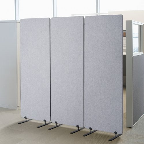 VEVOR 2FT Room Divider, 3 Panel PET Polyester Soundproof Room Screen, Folding Privacy Divider Portable Partition Divider for Room Separation, Freestanding Room Partitions for Office Study, Grey - BLFWFGQ3MB24LHWZRV0 - view 2