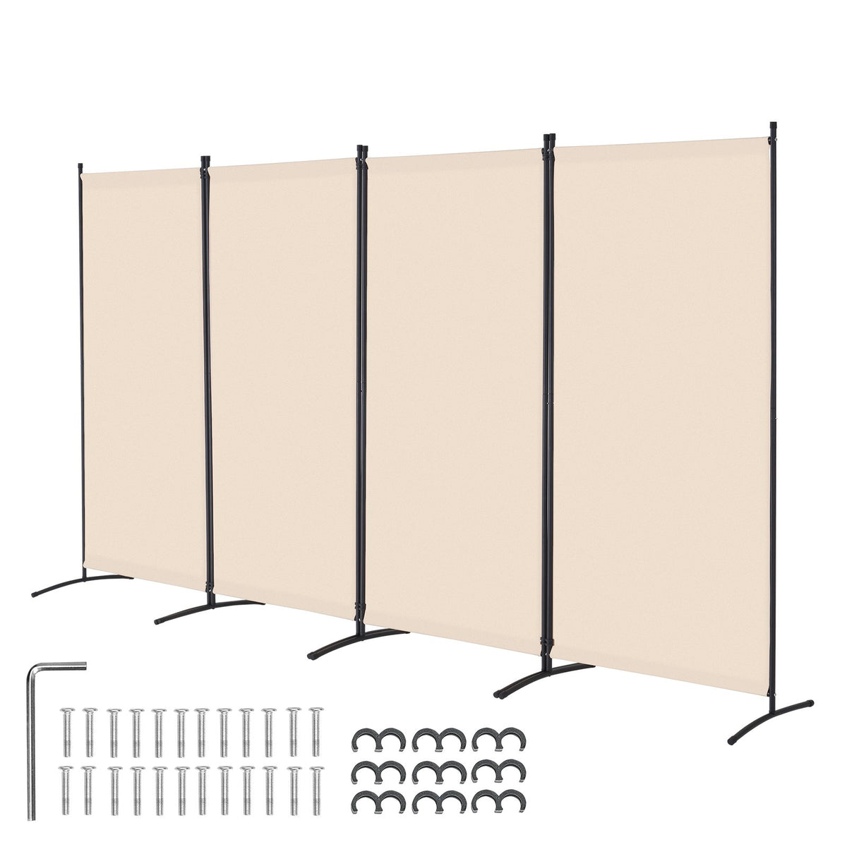 VEVOR Room Divider, 4 Panel Room Divider, Folding Privacy Screen and Portable Partition Divider for Room Separation, Freestanding Room Partitions for Office, Bedroom, Study, Beige - BLFWFGQ4MB348QKQ9V0 - view 1