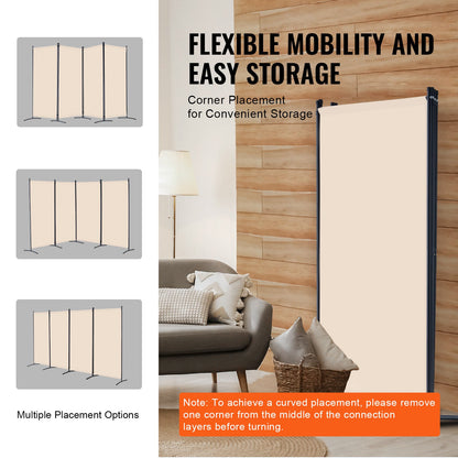 VEVOR Room Divider, 4 Panel Room Divider, Folding Privacy Screen and Portable Partition Divider for Room Separation, Freestanding Room Partitions for Office, Bedroom, Study, Beige - BLFWFGQ4MB348QKQ9V0 - view 6
