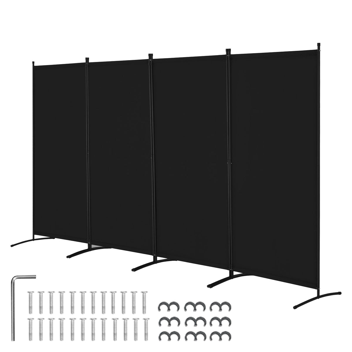 VEVOR Room Divider, 4 Panel Room Divider, Folding Privacy Screen and Portable Partition Divider for Room Separation, Freestanding Room Partitions for Office, Bedroom, Study, Black - BLFWFGQ4MB34BMP7JV0 - view 1