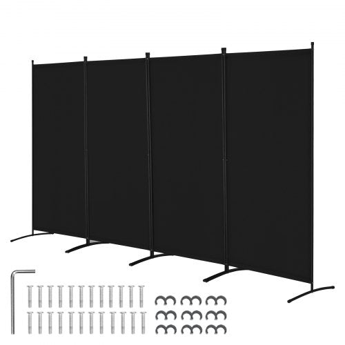 VEVOR Room Divider, 4 Panel Room Divider, Folding Privacy Screen and Portable Partition Divider for Room Separation, Freestanding Room Partitions for Office, Bedroom, Study, Black - BLFWFGQ4MB34BMP7JV0 - view 2