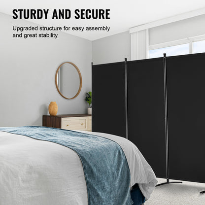 VEVOR Room Divider, 4 Panel Room Divider, Folding Privacy Screen and Portable Partition Divider for Room Separation, Freestanding Room Partitions for Office, Bedroom, Study, Black - BLFWFGQ4MB34BMP7JV0 - view 5