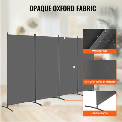 VEVOR Room Divider, 4 Panels Room Divider, Folding Privacy Screen and Portable Partition Divider for Room Separation, Freestanding Room Partitions for Office, Bedroom, Study, Grey - BLFWFGQ4MB34GAOCTV0 - view 4
