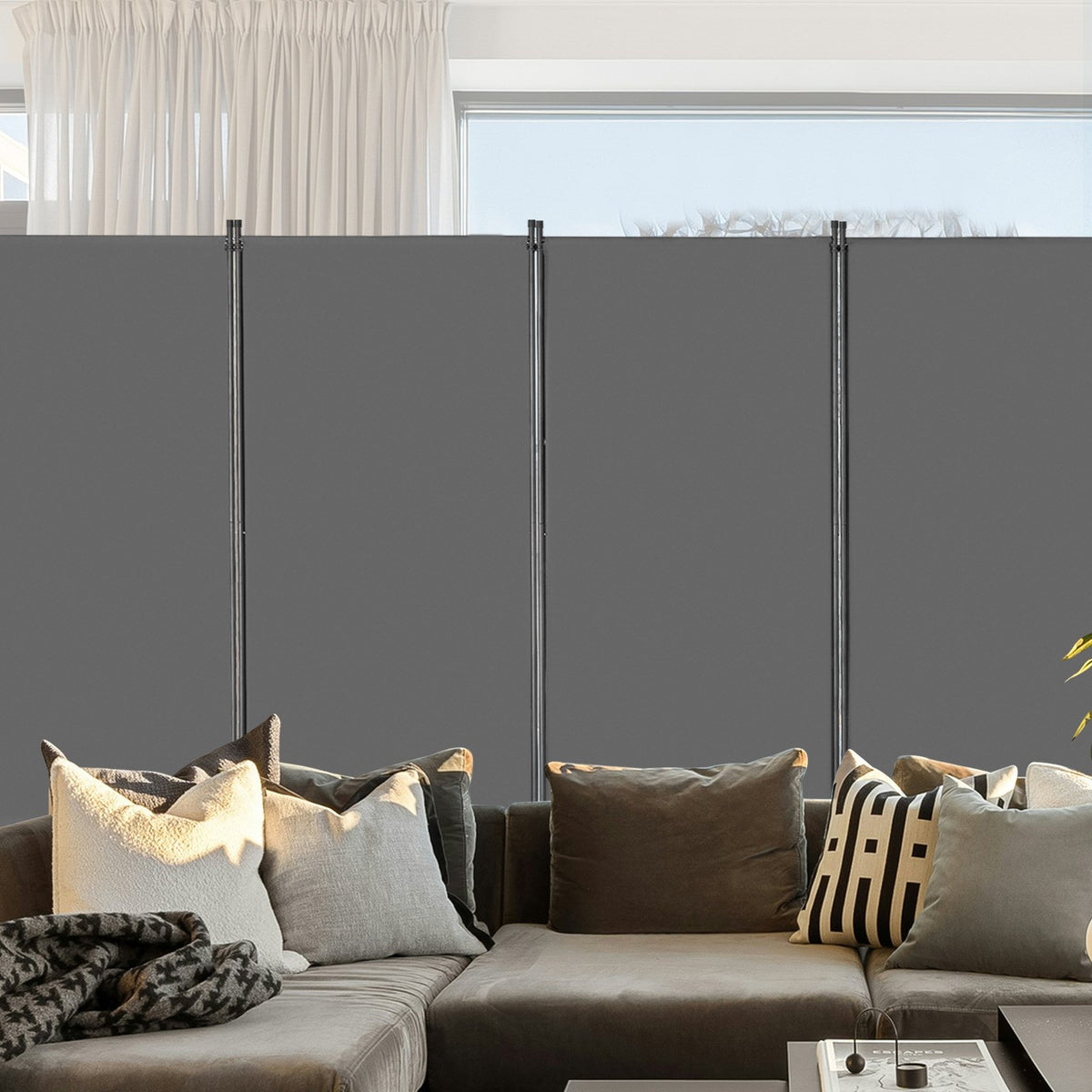 VEVOR Room Divider, 4 Panels Room Divider, Folding Privacy Screen and Portable Partition Divider for Room Separation, Freestanding Room Partitions for Office, Bedroom, Study, Grey - BLFWFGQ4MB34GAOCTV0 - view 9