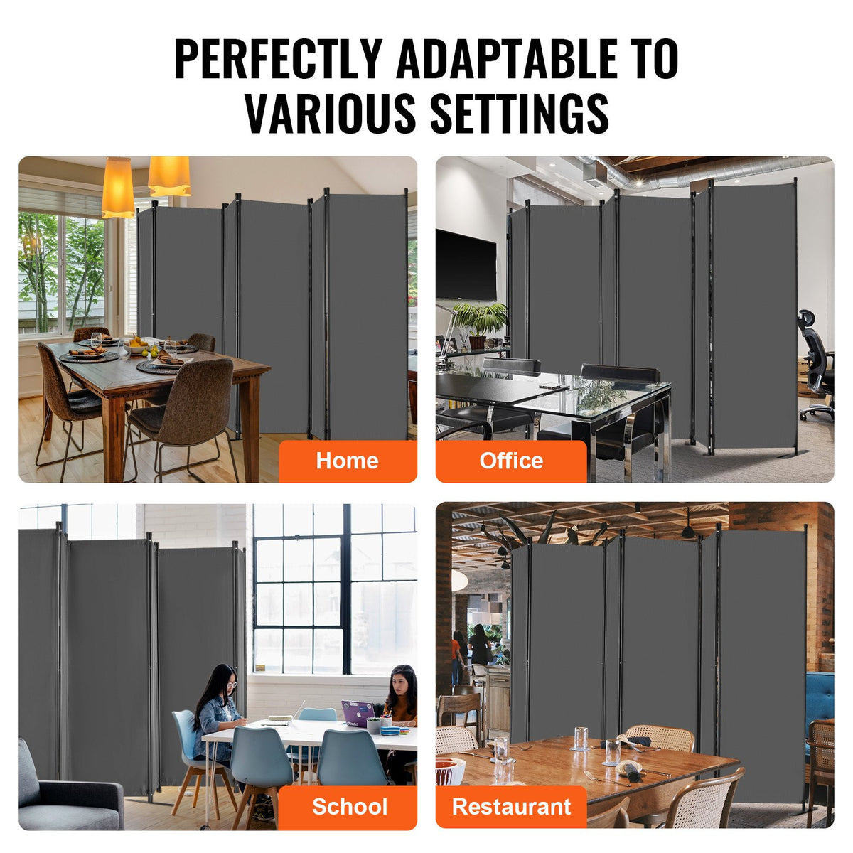 VEVOR Room Divider, 6 Panel Room Divider, Folding Privacy Screen and Portable Partition Divider for Room Separation, Freestanding Room Partitions for Office, Bedroom, Study, Grey - BLFWFGQ6MB22OTQ1RV0 - view 7