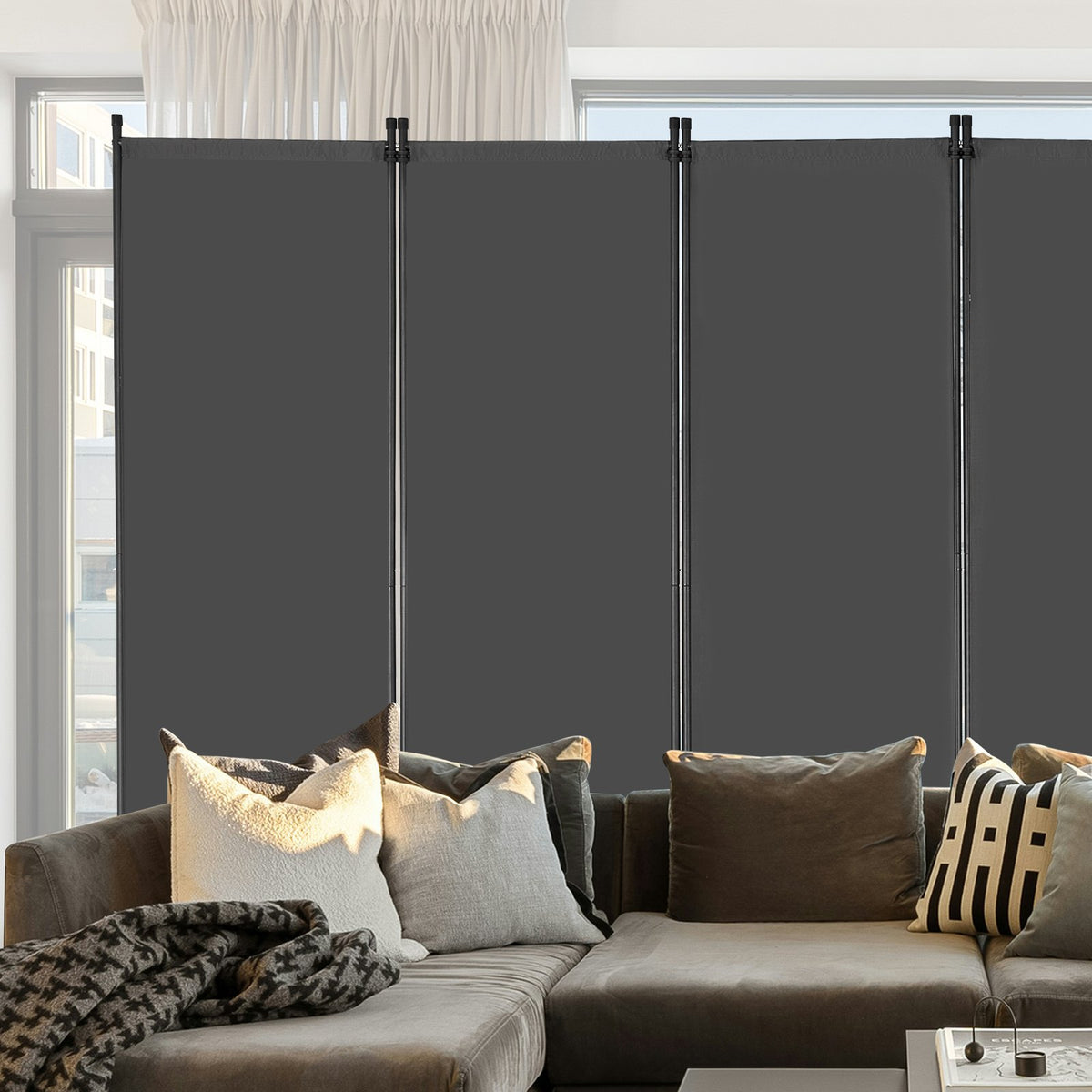 VEVOR Room Divider, 6 Panel Room Divider, Folding Privacy Screen and Portable Partition Divider for Room Separation, Freestanding Room Partitions for Office, Bedroom, Study, Grey - BLFWFGQ6MB22OTQ1RV0 - view 9