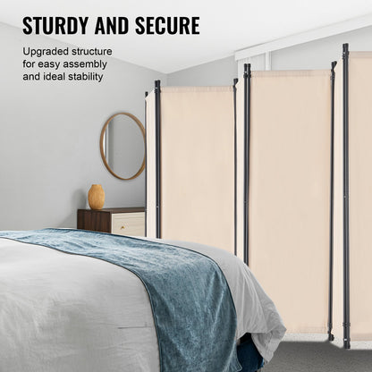 VEVOR Room Divider, 6 Panel Room Divider, Folding Privacy Screen and Portable Partition Divider for Room Separation, Freestanding Room Partitions for Office, Bedroom, Study, Beige - BLFWFGQ6MB22SD7SBV0 - view 5