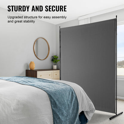 VEVOR Room Divider, Single Panel Room Divider, 6FT Privacy Screen Indoor, Partition Divider for Room Separation, Freestanding Room Divider Panel for Office, Bedroom, Grey - BLFWFGQDMB71E7SLUV0 - view 5