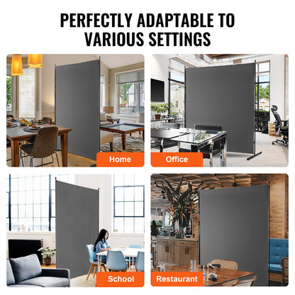 VEVOR Room Divider, Single Panel Room Divider, 6FT Privacy Screen Indoor, Partition Divider for Room Separation, Freestanding Room Divider Panel for Office, Bedroom, Grey - BLFWFGQDMB71E7SLUV0 - view 7
