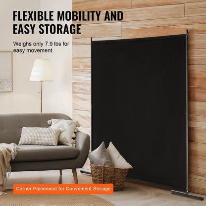 VEVOR Room Divider, Single Panel Room Divider, 6FT Privacy Screen Indoor, Partition Divider for Room Separation, Freestanding Room Divider Panel for Office, Bedroom, Black - BLFWFGQDMB71UFFM0V0 - view 6