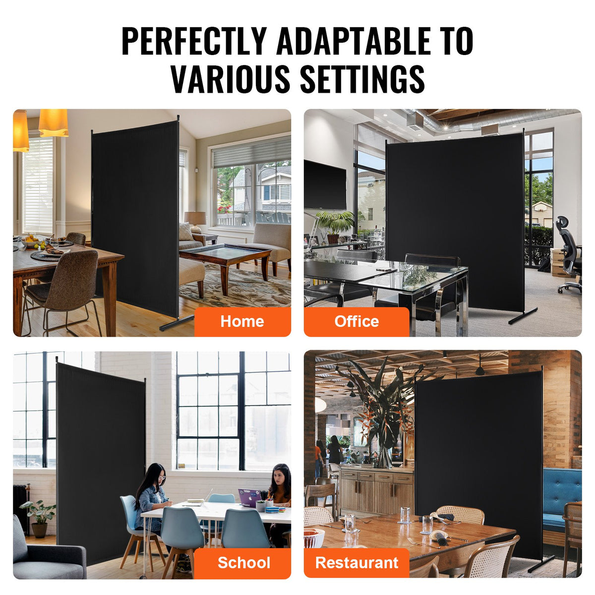 VEVOR Room Divider, Single Panel Room Divider, 6FT Privacy Screen Indoor, Partition Divider for Room Separation, Freestanding Room Divider Panel for Office, Bedroom, Black - BLFWFGQDMB71UFFM0V0 - view 7
