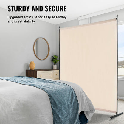 VEVOR Room Divider, Single Panel Room Divider, 6FT Privacy Screen Indoor, Partition Divider for Room Separation, Freestanding Room Divider Panel for Office, Bedroom, Beige - BLFWFGQDMB71XCNBQV0 - view 5
