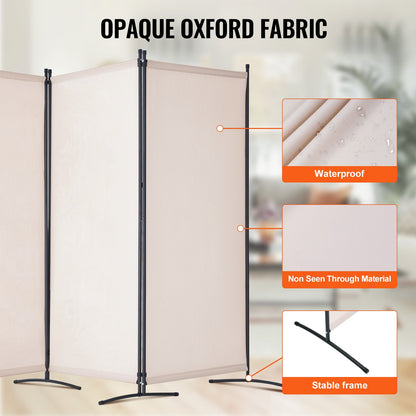 VEVOR Room Divider, 3 Panel Room Divider, Folding Privacy Screen and Portable Partition Divider for Room Separation, Freestanding Room Partitions for Office, Bedroom, Study, Beige - BLFWFGQSMB34AANASV0 - view 4
