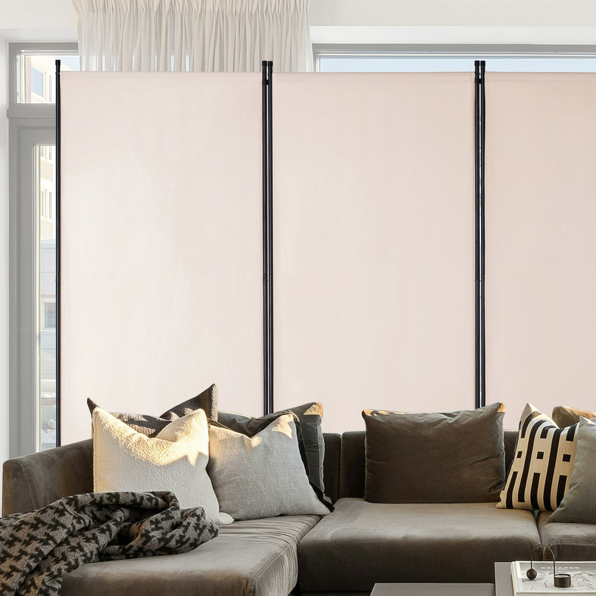 VEVOR Room Divider, 3 Panel Room Divider, Folding Privacy Screen and Portable Partition Divider for Room Separation, Freestanding Room Partitions for Office, Bedroom, Study, Beige - BLFWFGQSMB34AANASV0 - view 9