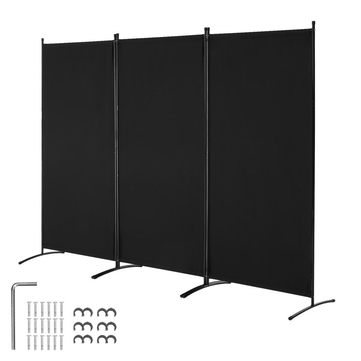 VEVOR Room Divider, 3 Panel Room Divider, Folding Privacy Screen and Portable Partition Divider for Room Separation, Freestanding Room Partitions for Office, Bedroom, Study, Black - BLFWFGQSMB34DAB0VV0 - view 1