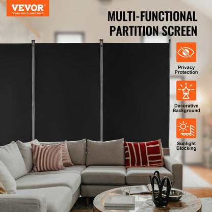 VEVOR Room Divider, 3 Panel Room Divider, Folding Privacy Screen and Portable Partition Divider for Room Separation, Freestanding Room Partitions for Office, Bedroom, Study, Black - BLFWFGQSMB34DAB0VV0 - view 3