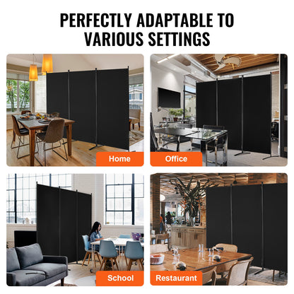 VEVOR Room Divider, 3 Panel Room Divider, Folding Privacy Screen and Portable Partition Divider for Room Separation, Freestanding Room Partitions for Office, Bedroom, Study, Black - BLFWFGQSMB34DAB0VV0 - view 7