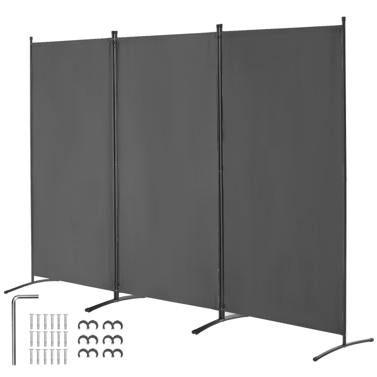 VEVOR Room Divider, 3 Panel Room Divider, Folding Privacy Screen and Portable Partition Divider for Room Separation, Freestanding Room Partitions for Office, Bedroom, Study, Grey - BLFWFGQSMB34LTQ1KV0 - view 1