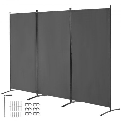 VEVOR Room Divider, 3 Panel Room Divider, Folding Privacy Screen and Portable Partition Divider for Room Separation, Freestanding Room Partitions for Office, Bedroom, Study, Grey - BLFWFGQSMB34LTQ1KV0 - view 2