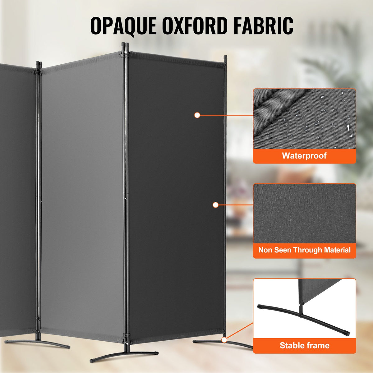 VEVOR Room Divider, 3 Panel Room Divider, Folding Privacy Screen and Portable Partition Divider for Room Separation, Freestanding Room Partitions for Office, Bedroom, Study, Grey - BLFWFGQSMB34LTQ1KV0 - view 4