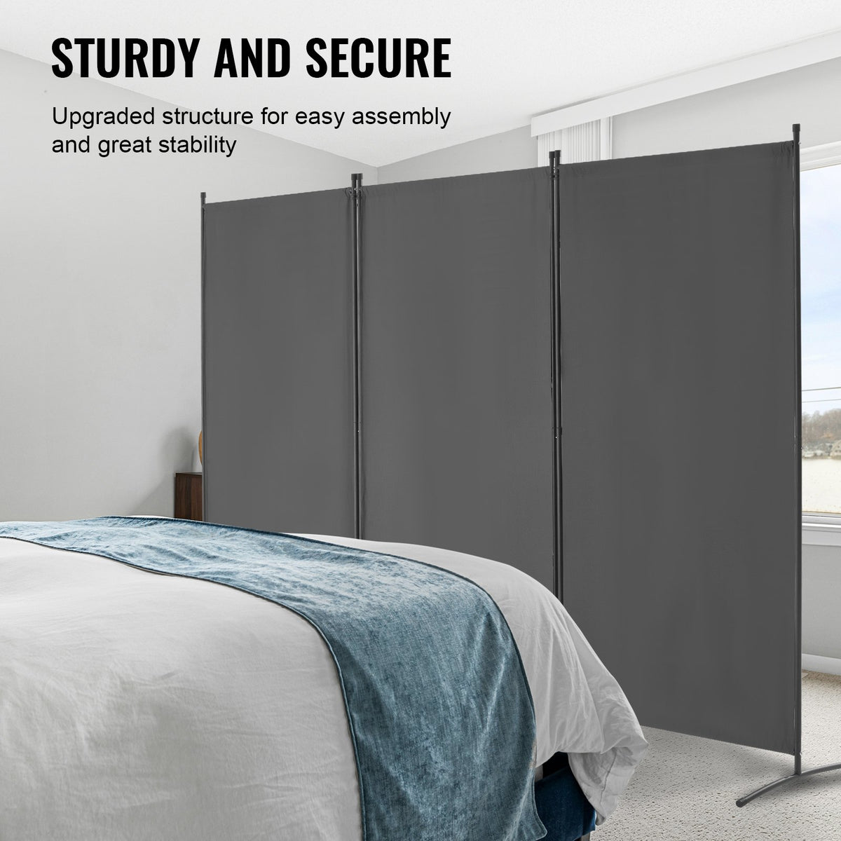 VEVOR Room Divider, 3 Panel Room Divider, Folding Privacy Screen and Portable Partition Divider for Room Separation, Freestanding Room Partitions for Office, Bedroom, Study, Grey - BLFWFGQSMB34LTQ1KV0 - view 5