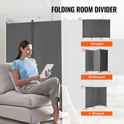 VEVOR Room Divider, 3 Panel Room Divider, Folding Privacy Screen and Portable Partition Divider for Room Separation, Freestanding Room Partitions for Office, Bedroom, Study, Grey - BLFWFGQSMB34LTQ1KV0 - view 6