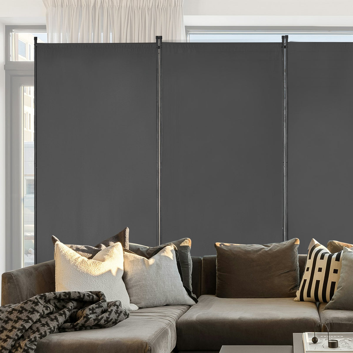 VEVOR Room Divider, 3 Panel Room Divider, Folding Privacy Screen and Portable Partition Divider for Room Separation, Freestanding Room Partitions for Office, Bedroom, Study, Grey - BLFWFGQSMB34LTQ1KV0 - view 9