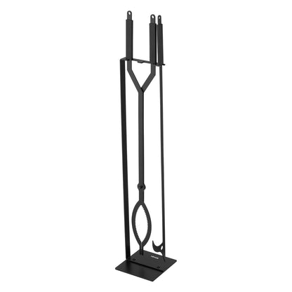 VEVOR Fireplace Tool Set, 3 PCS Fire Tool Set and Holder with Stand, Tongs, Fire Place Poker, Wrought Iron Fireplace Accessories for Campfire Backyard Bonfire Indoor/Outdoor, Black - BLGJTJ3JTCXGS1KU6001V0 - view 1