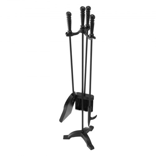 VEVOR Fireplace Tool Set, 4 PCS Fire Tool Set and Holder with Three-Prong Stand, Ash Shovel, Brush, Fire Place Poker, Wrought Iron Fireplace Accessories for Campfire Indoor/Outdoor, Black - BLGJTJ4JTSZGOB6QI001V0 - view 2