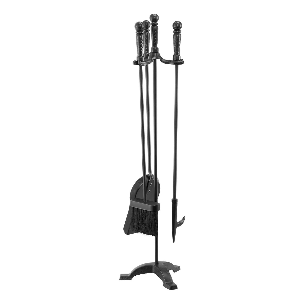 VEVOR Fireplace Tool Set, 4 PCS Fire Tool Set and Holder with Three-Prong Stand, Ash Shovel, Brush, Fire Place Poker, Wrought Iron Fireplace Accessories for Campfire Indoor/Outdoor, Black - BLGJTJ4JTSZGOB6QI001V0 - view 10
