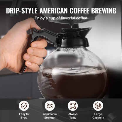 VEVOR Commercial Drip Coffee Maker, 12 Cups Coffee-Maker Machine with 4 Glass Carafes and 4 Decanter Warmer Plates, Stainless Steel Drip Style Coffee Brewer, for Restaurant, Office, Coffee Shop & Home - BLHSYMSKFJJXTVASK001V1 - view 7
