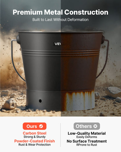 VEVOR Ash Bucket, 4 PCS with Lid, Shovel, Broom and Gloves, Metal Fireplace Charcoal Bucket and Ash Can, 2.6 GAL Large Capacity for Fireplace, Fire Pits, Wood Burning Stoves, Indoor and Outdoor - BLHT4JTDGYXTGG4LL001V0 - view 4