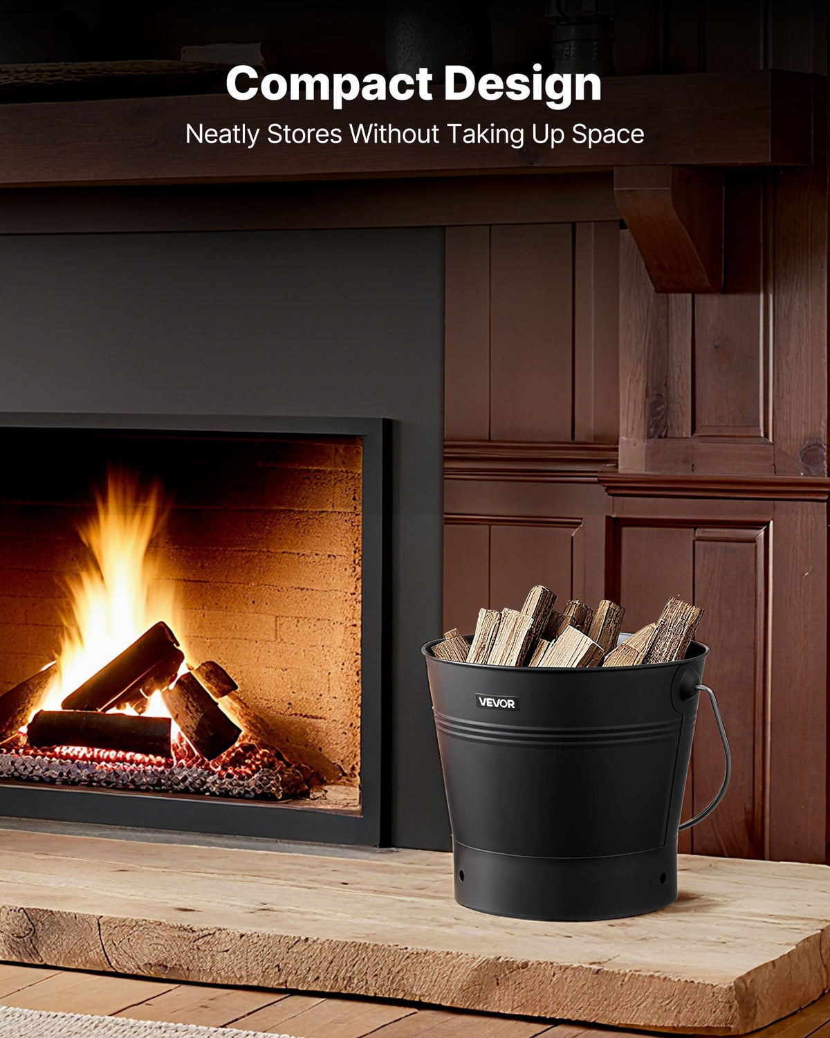 VEVOR Ash Bucket, 4 PCS with Lid, Shovel, Broom and Gloves, Metal Fireplace Charcoal Bucket and Ash Can, 2.6 GAL Large Capacity for Fireplace, Fire Pits, Wood Burning Stoves, Indoor and Outdoor - BLHT4JTDGYXTGG4LL001V0 - view 7