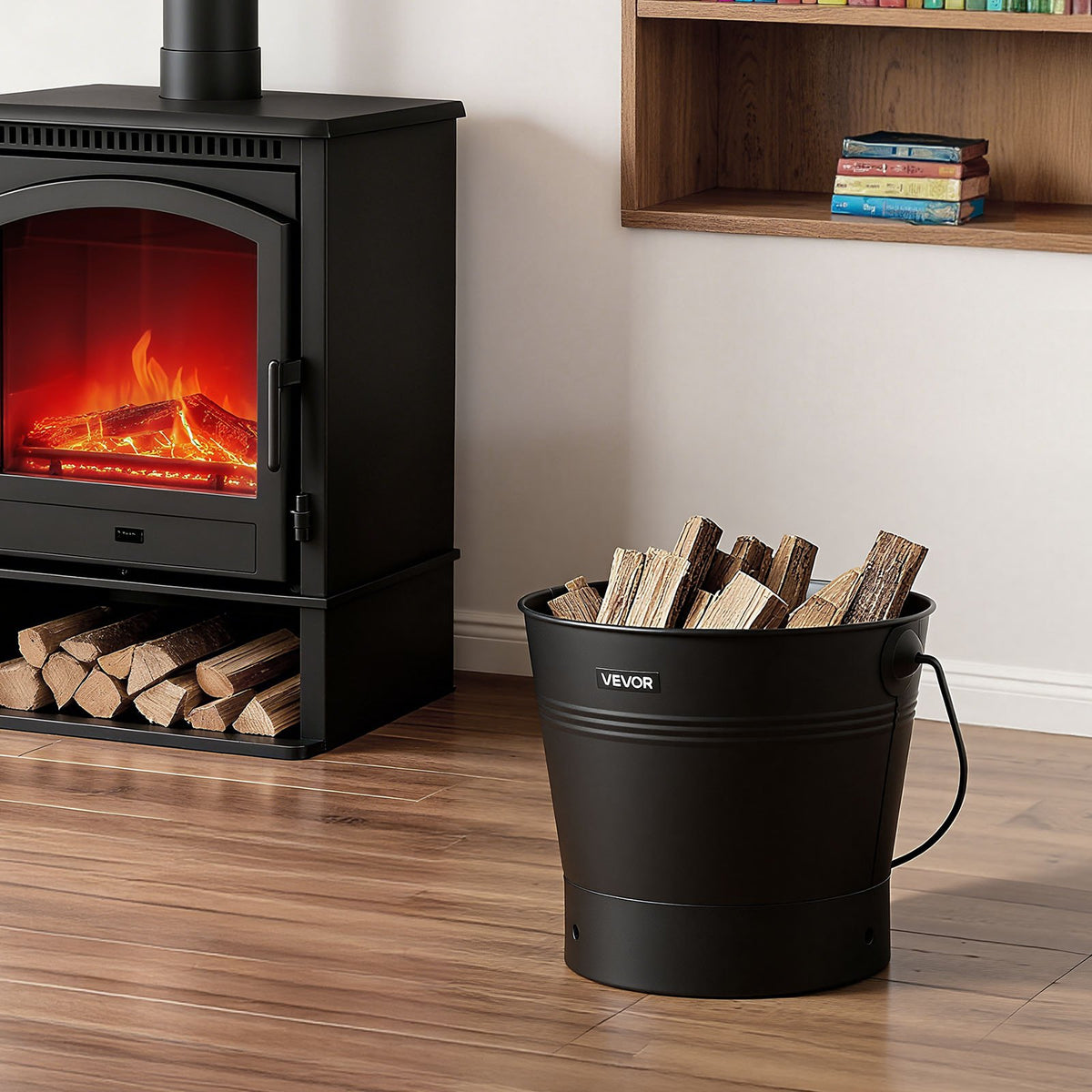 VEVOR Ash Bucket, 4 PCS with Lid, Shovel, Broom and Gloves, Metal Fireplace Charcoal Bucket and Ash Can, 2.6 GAL Large Capacity for Fireplace, Fire Pits, Wood Burning Stoves, Indoor and Outdoor - BLHT4JTDGYXTGG4LL001V0 - view 9