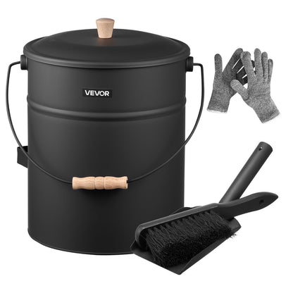VEVOR Ash Bucket, 4 PCS with Lid, Shovel, Broom and Gloves, Metal Fireplace Charcoal Bucket and Ash Can, 4 GAL Large Capacity for Fireplace, Fire Pits, Wood Burning Stoves, Indoor and Outdoor - BLHT4JTDGYXTVHE1A001V0 - view 1