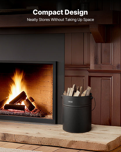 VEVOR Ash Bucket, 4 PCS with Lid, Shovel, Broom and Gloves, Metal Fireplace Charcoal Bucket and Ash Can, 4 GAL Large Capacity for Fireplace, Fire Pits, Wood Burning Stoves, Indoor and Outdoor - BLHT4JTDGYXTVHE1A001V0 - view 7