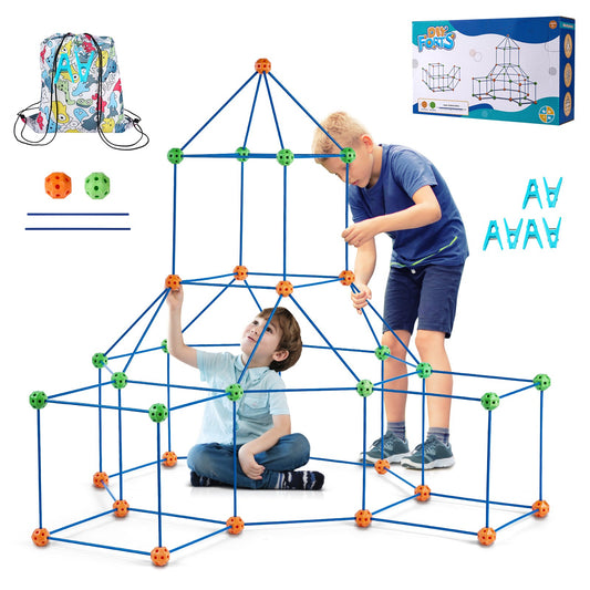 VEVOR Fort Building Kit for Kids, 120PCS STEM Building Toys, Educational Gift for 4 5 6 7 8+ Year Old Boys & Girls, Indoor Outdoor Play Tent Builder Set Construction Toys with 80 Rods and 40 Balls - BLJZTJCZK1200B4AEV0 - view 1