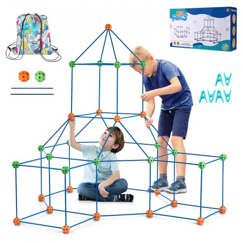 VEVOR Fort Building Kit for Kids, 120PCS STEM Building Toys, Educational Gift for 4 5 6 7 8+ Year Old Boys & Girls, Indoor Outdoor Play Tent Builder Set Construction Toys with 80 Rods and 40 Balls - BLJZTJCZK1200B4AEV0 - view 2