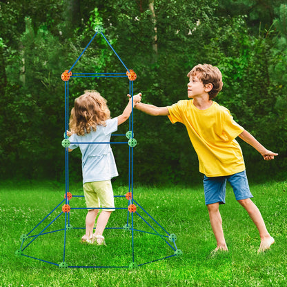 VEVOR Fort Building Kit for Kids, 120PCS STEM Building Toys, Educational Gift for 4 5 6 7 8+ Year Old Boys & Girls, Indoor Outdoor Play Tent Builder Set Construction Toys with 80 Rods and 40 Balls - BLJZTJCZK1200B4AEV0 - view 9